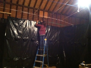 My lovely friend Giada working on our haunted maze.